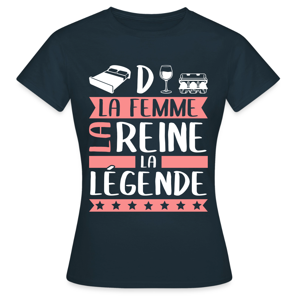 T-shirt femme Lidwine rébus – La femme, la reine, la légende - marine
