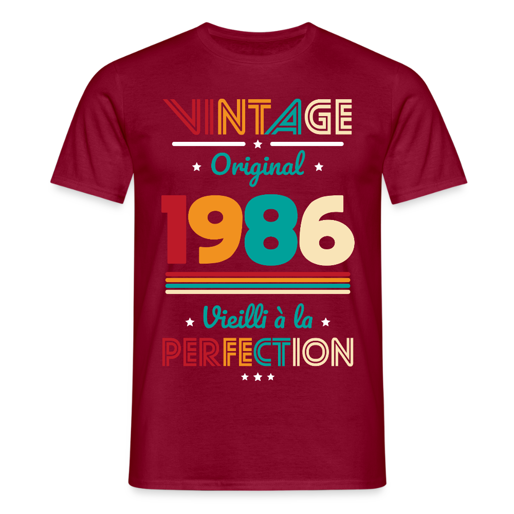 T-shirt anniversaire homme 40 ans – Vintage, original, 1986 - rouge brique