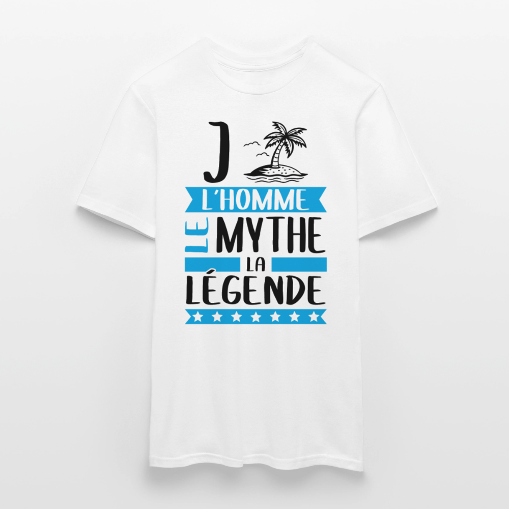 T-shirt homme coloris clair Gilles en rébus – L’homme, le mythe, la légende - blanc