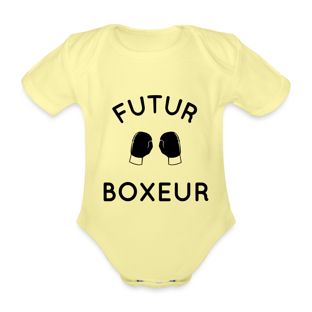 Body Bébé bio manches courtes - Futur boxeur - jaune délavé