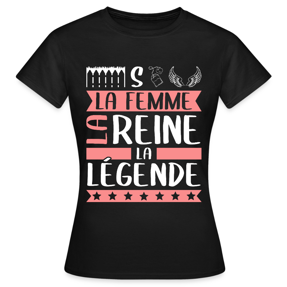 T-shirt femme Estelle rébus – La femme, la reine, la légende - noir