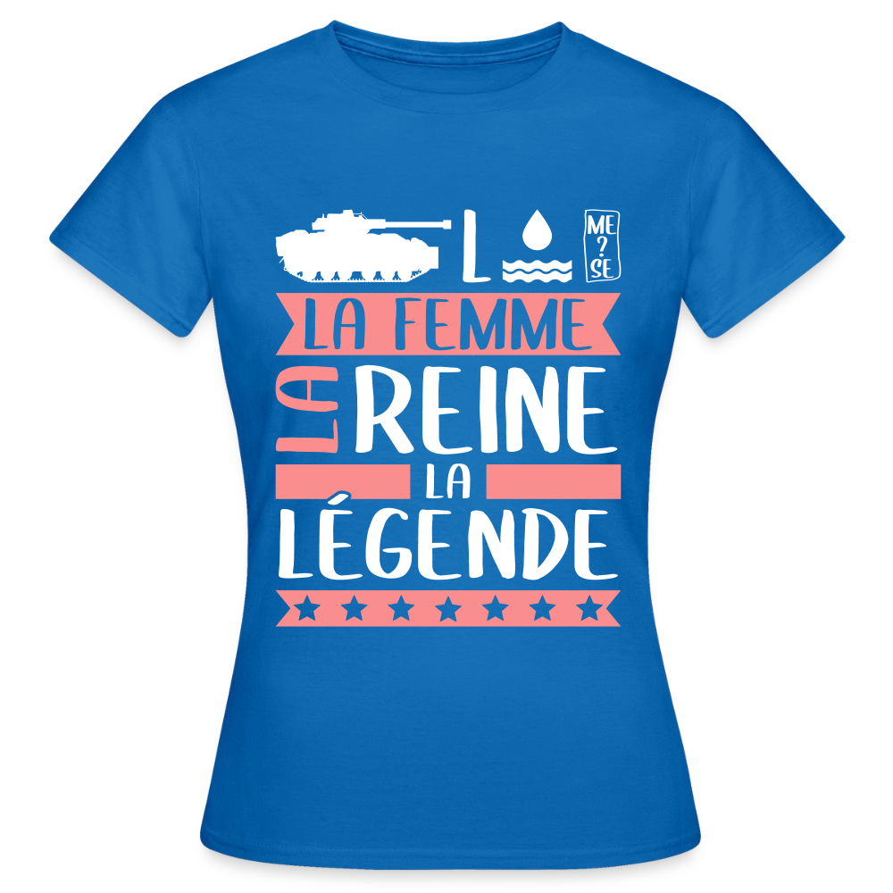 T-shirt femme Charlotte rébus – La femme, la reine, la légende - bleu royal