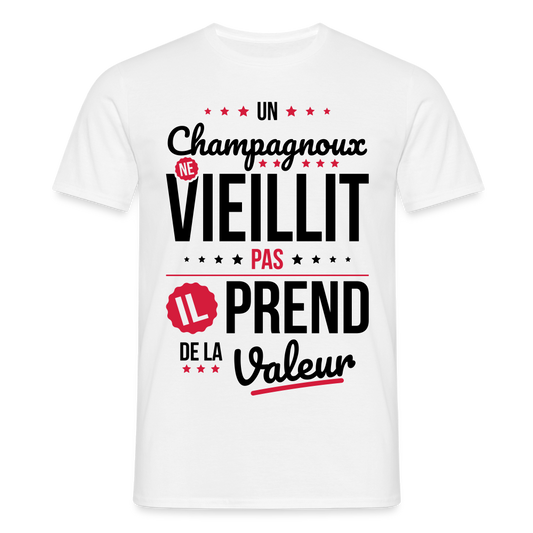 T-shirt Homme - Un Champagnoux ne vieillit pas - blanc