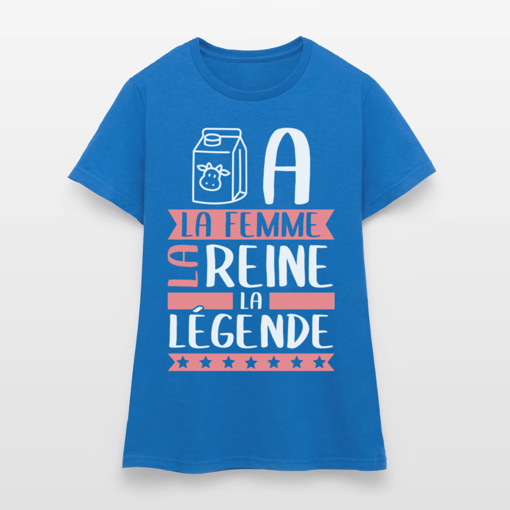 T-shirt femme Léa rébus – La femme, la reine, la légende - bleu royal