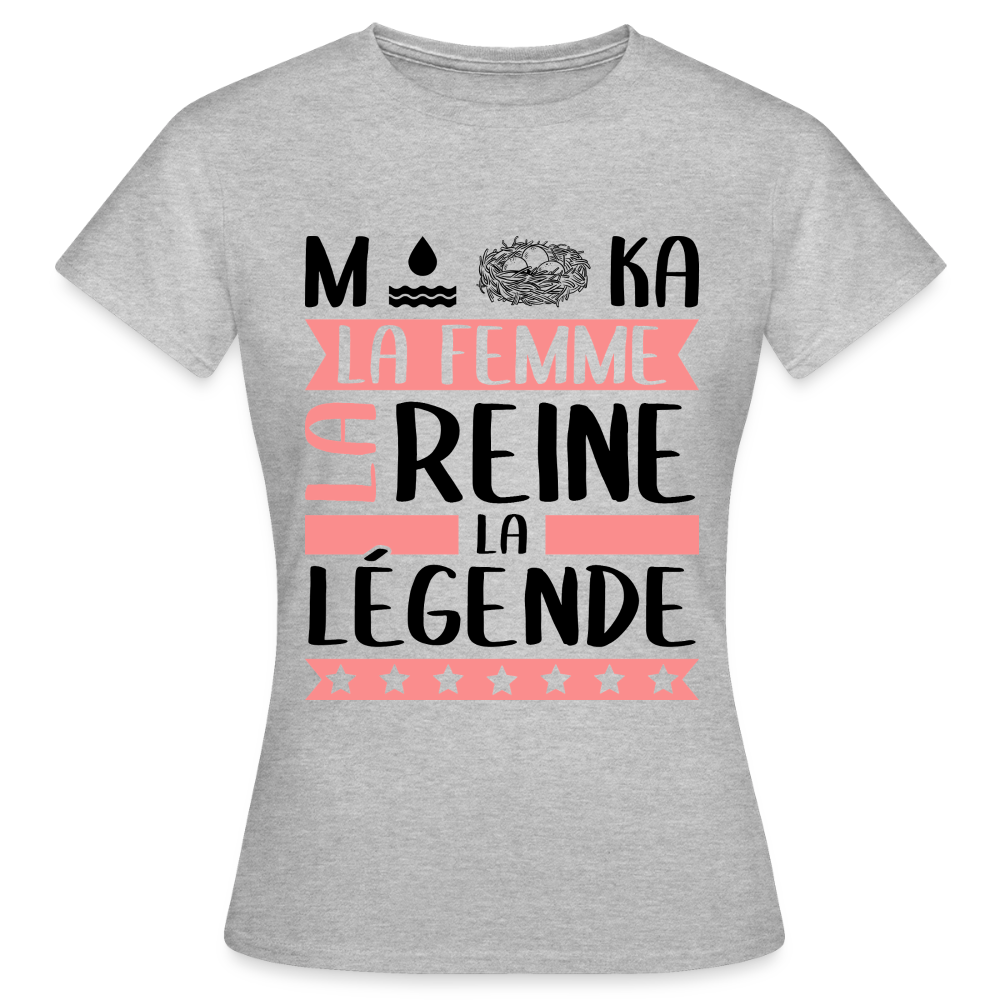 T-shirt femme coloris clair Monica rébus – La femme, la reine, la légende - gris chiné