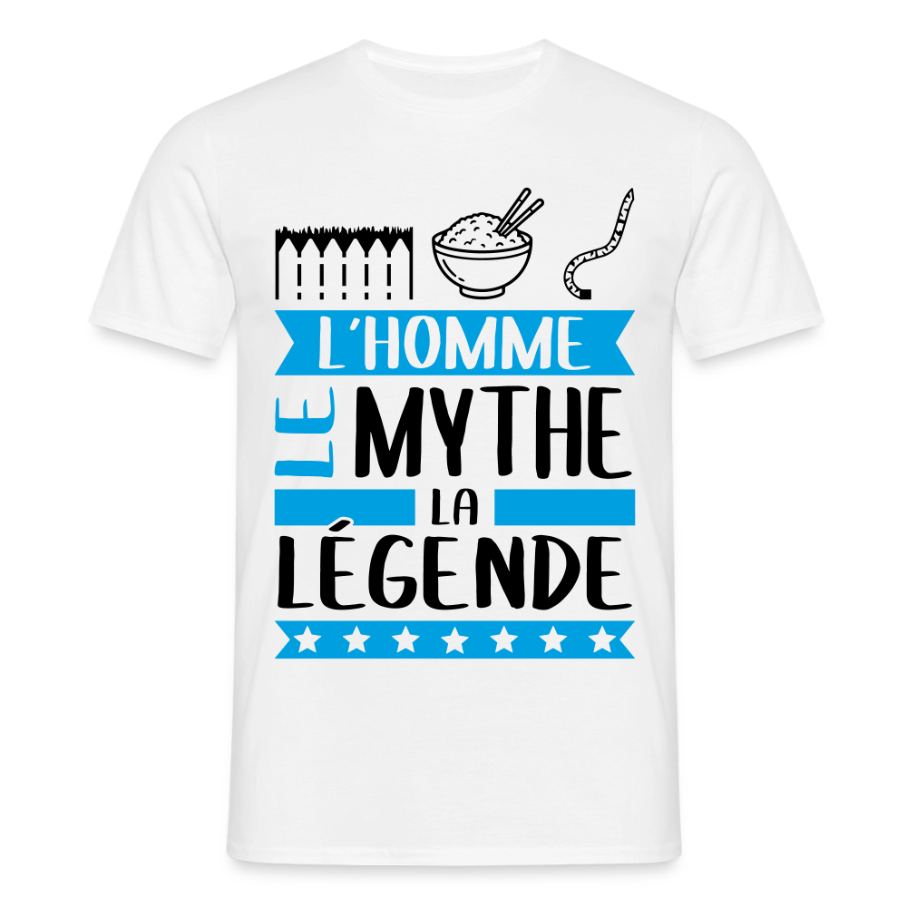 T-shirt homme coloris clair Eric rébus – L’homme, le mythe, la légende - blanc