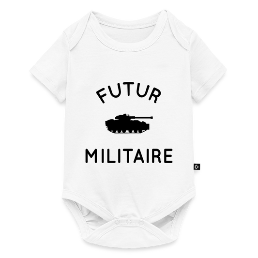 Body Bébé bio manches courtes - Futur militaire - blanc