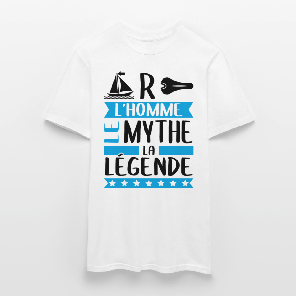 T-shirt homme coloris clair Marcel en rébus – L’homme, le mythe, la légende - blanc