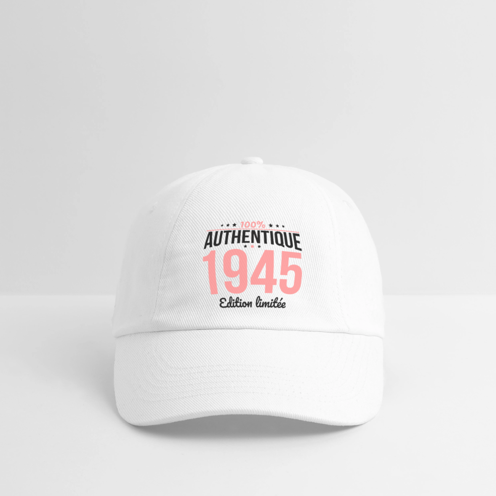 Casquette classique - Anniversaire 81 Ans - 100% Authentique 1945 - blanc/blanc
