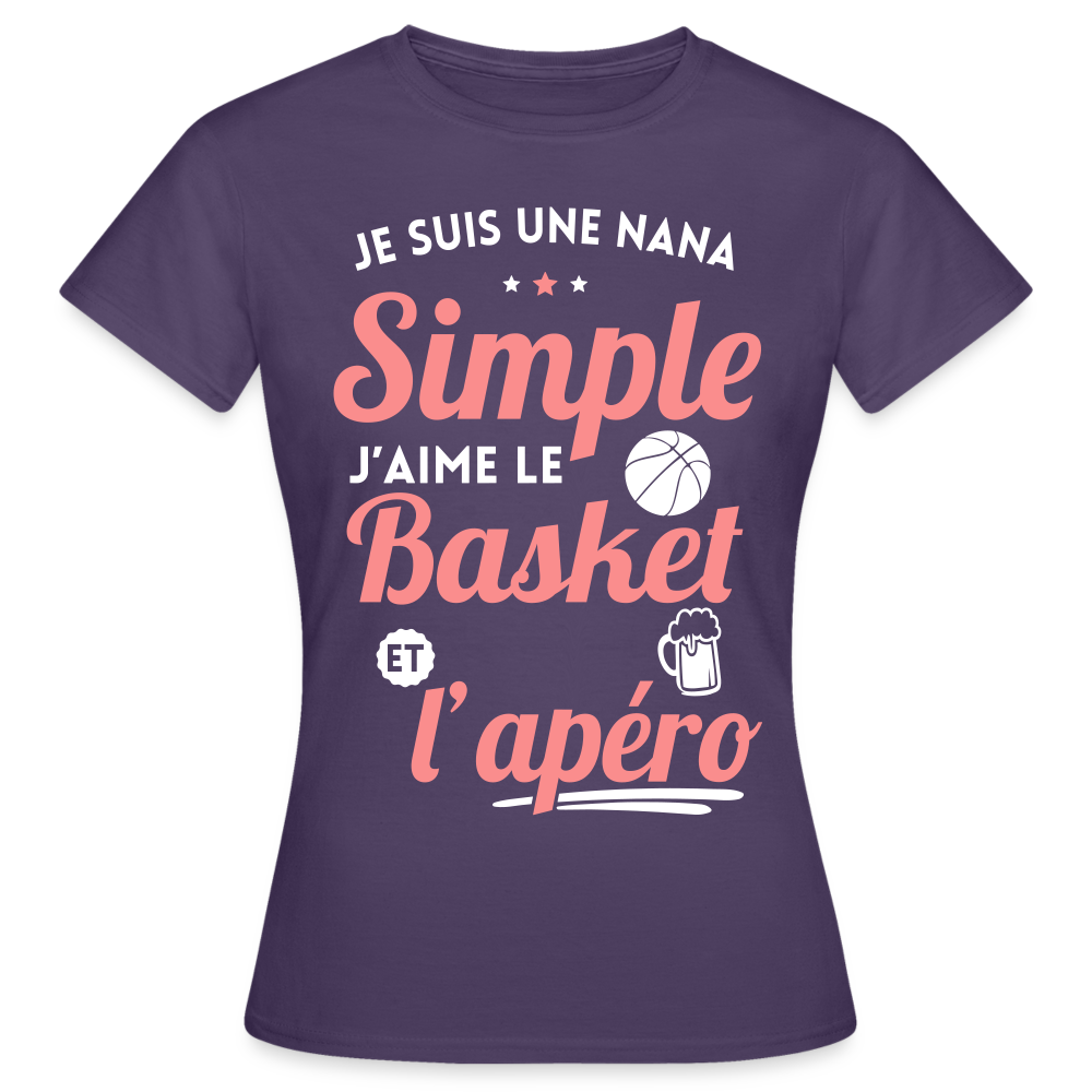 T-shirt Femme - J'aime le basket et l'apéro - violet foncé