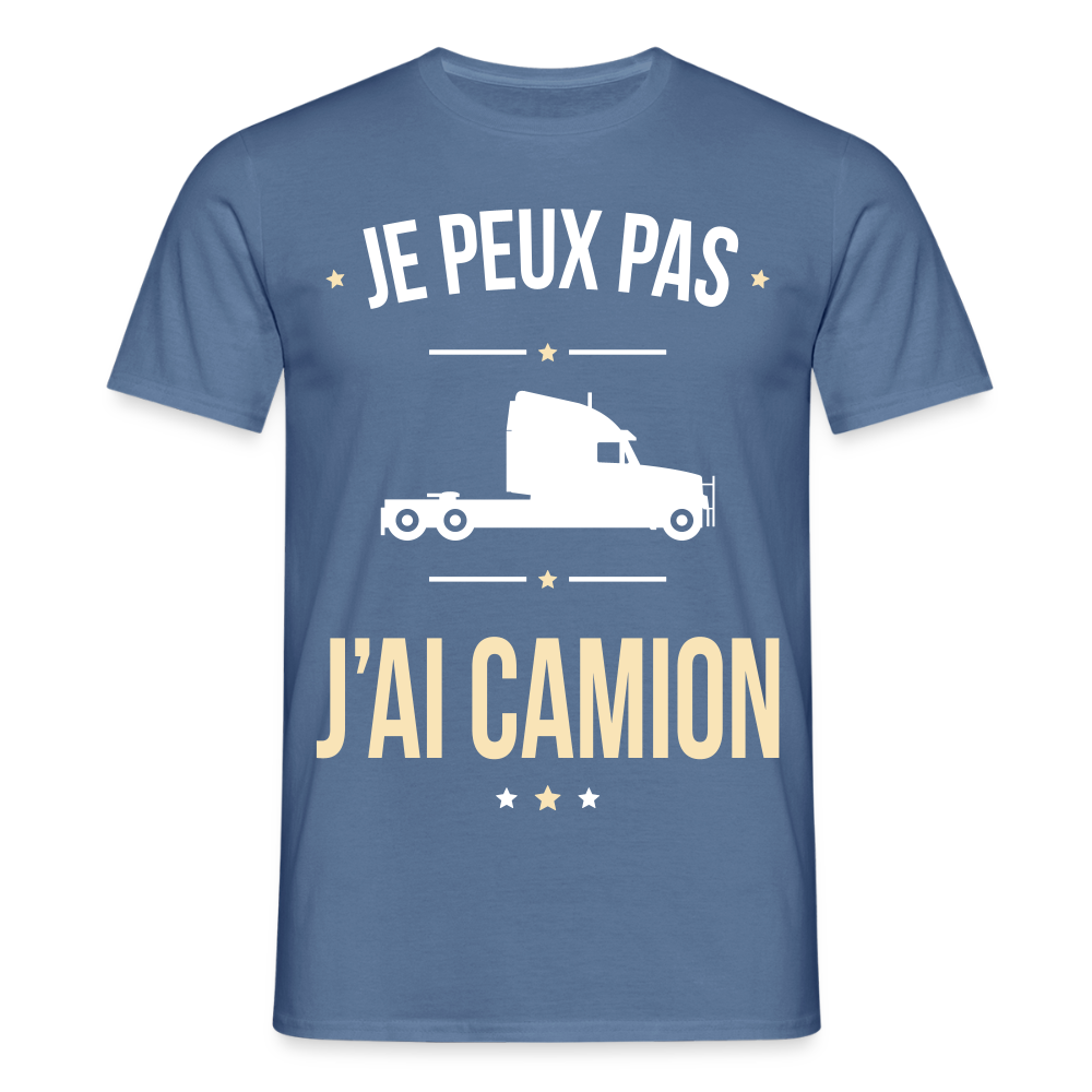 T-shirt Homme - Je peux pas j'ai Camion - bleu pigeon 