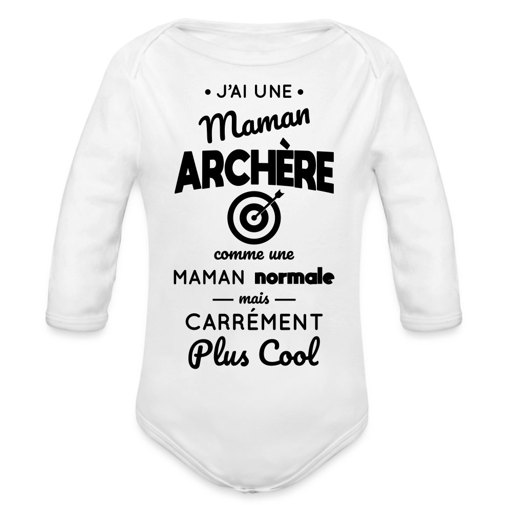 Body Bébé bio manches longues - J'ai une maman archère - blanc