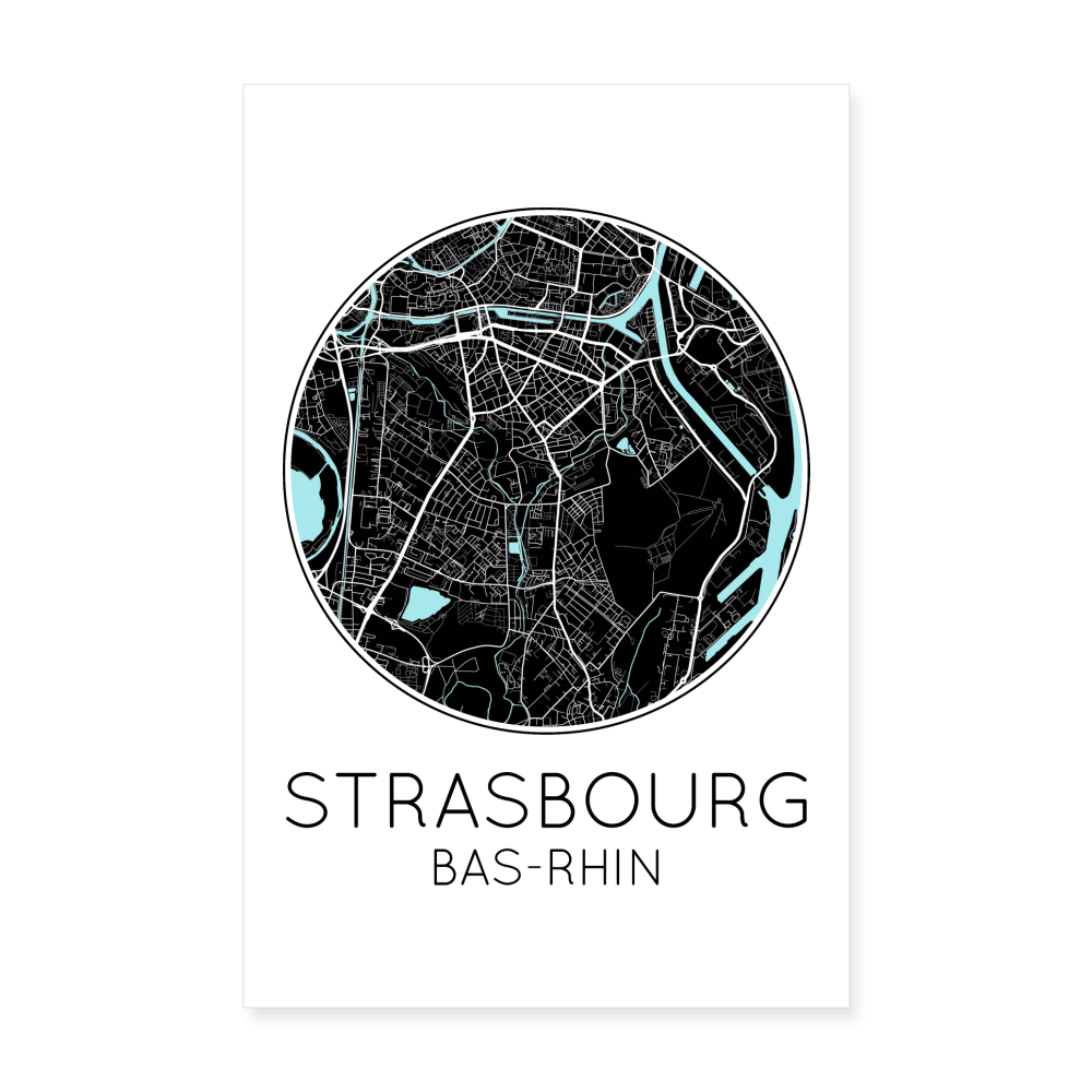 Poster Strasbourg - Plan Strasbourg - 20 x 30 cm - blanc