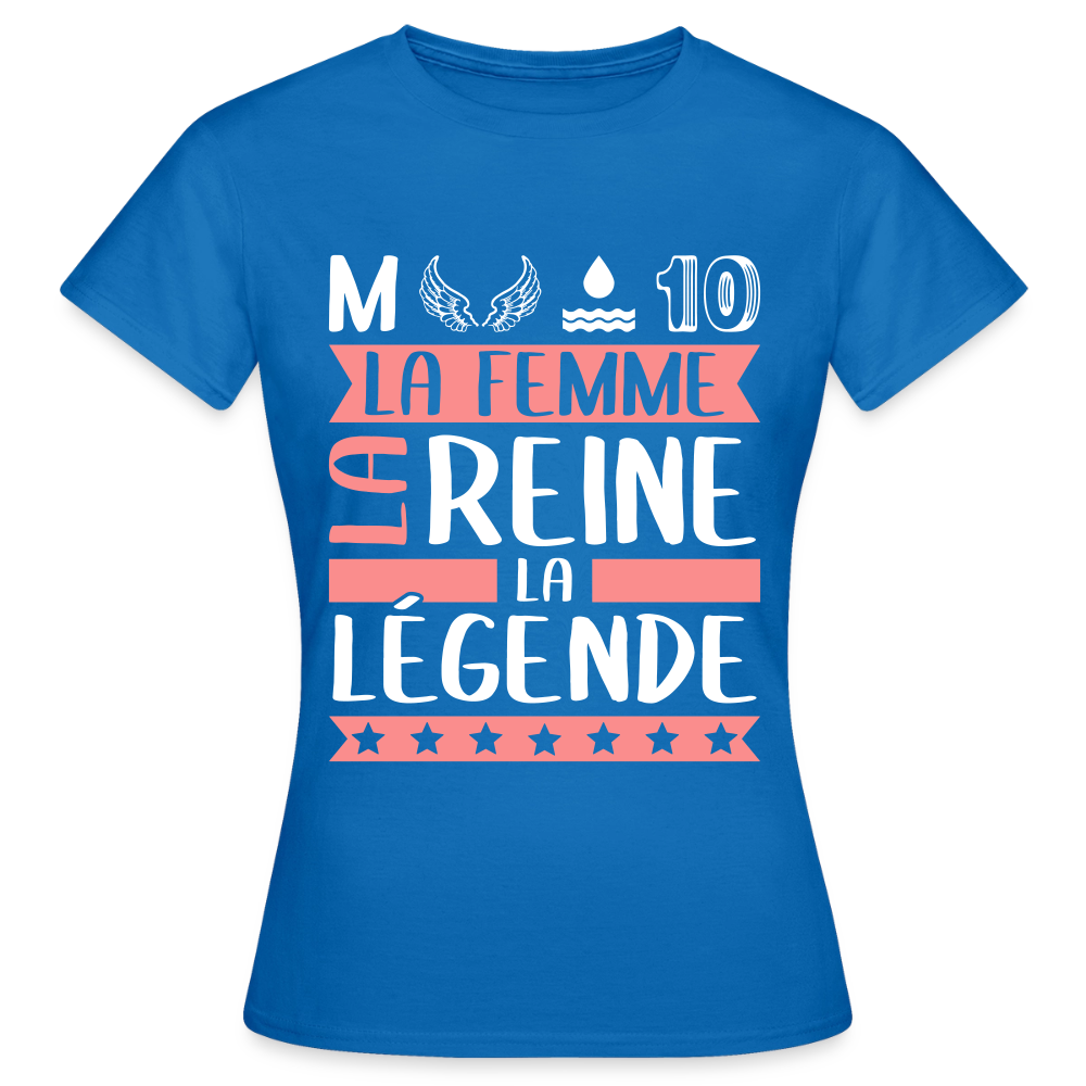 T-shirt femme Mélodie rébus – La femme, la reine, la légende - bleu royal