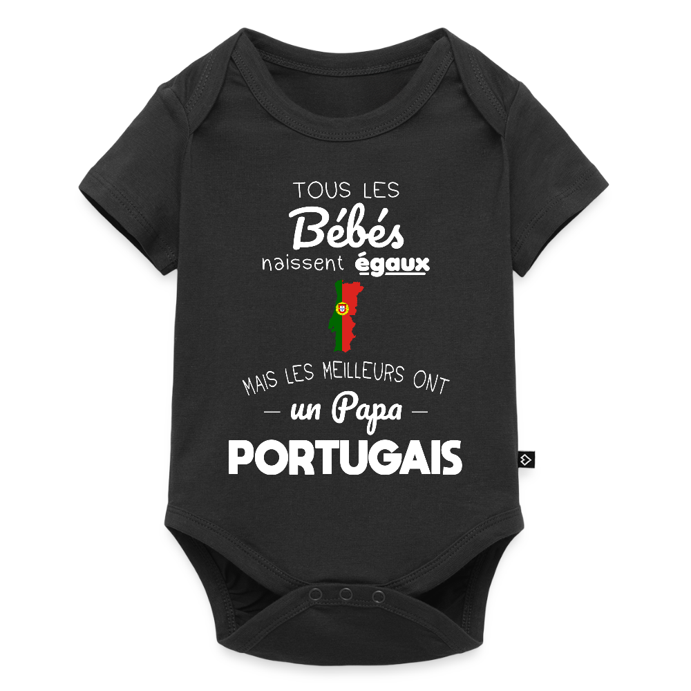 Body Bébé bio manches courtes - Les Meilleurs Ont Un Papa Portugais - noir