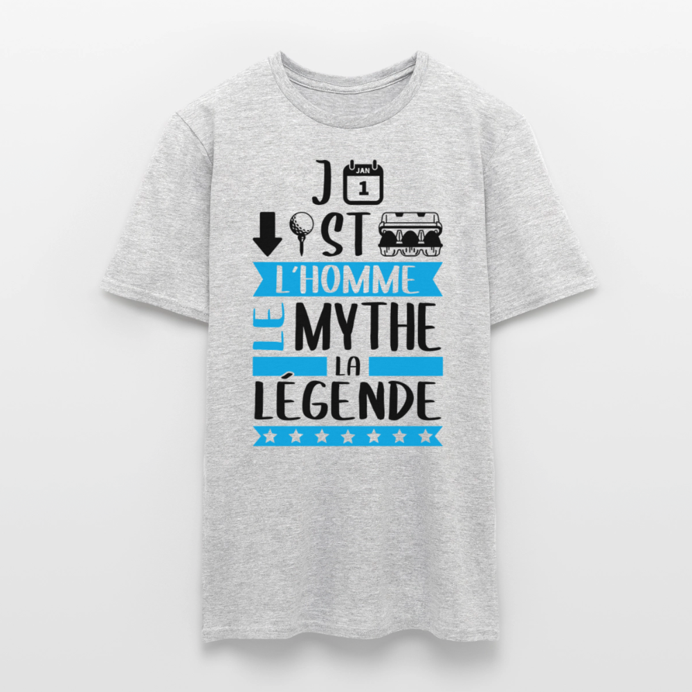 T-shirt homme coloris clair Jean-Baptiste en rébus – L’homme, le mythe, la légende - gris chiné