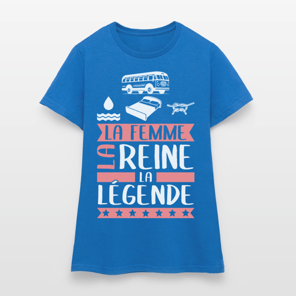 T-shirt femme Caroline rébus – La femme, la reine, la légende - bleu royal