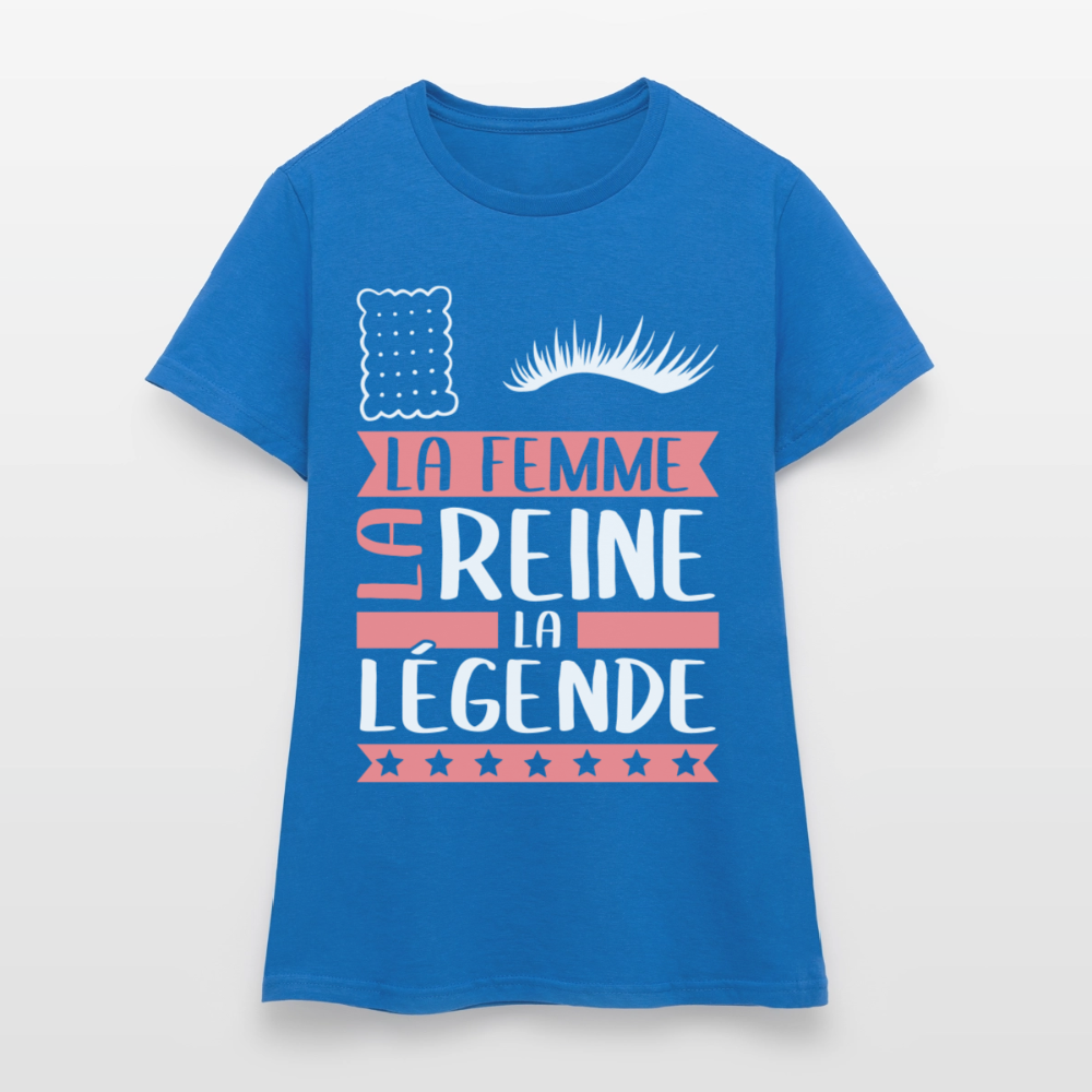 T-shirt femme Lucile rébus – La femme, la reine, la légende - bleu royal