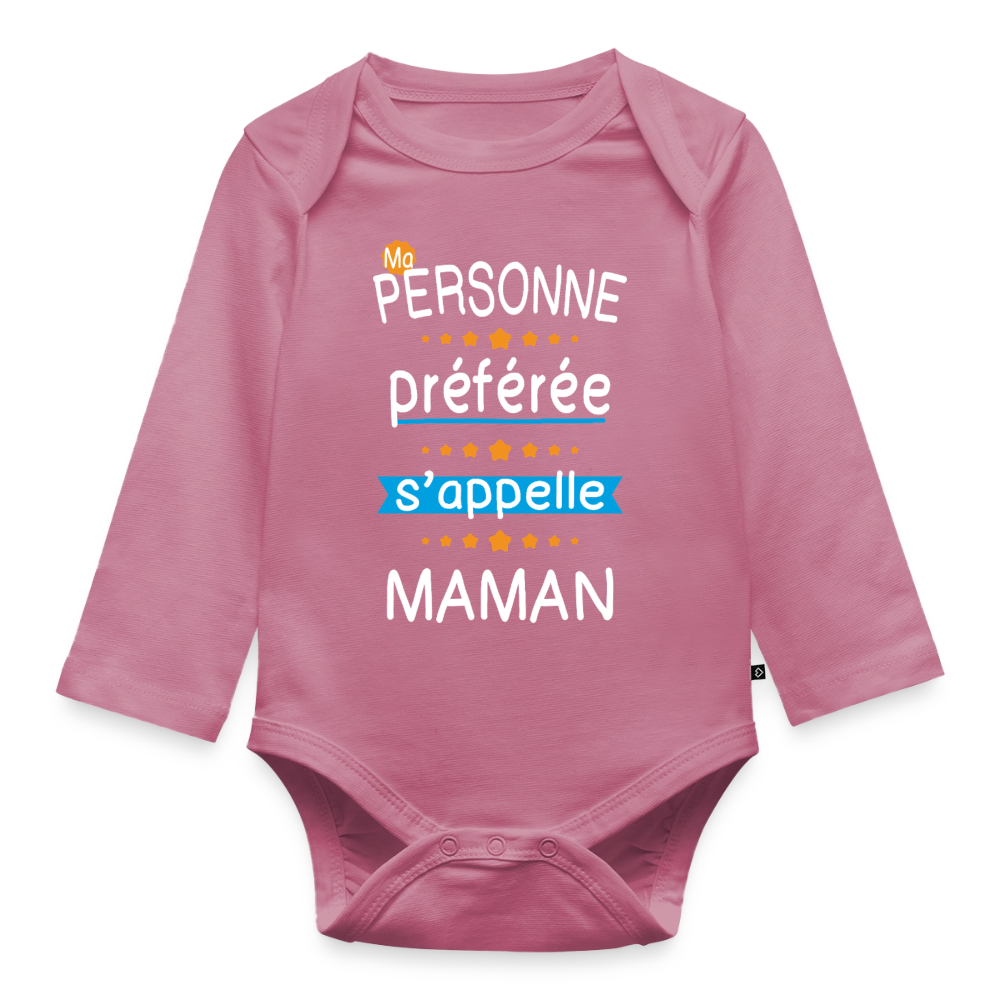 Body bébé bio manches longues - Personne préférée Maman - mauve