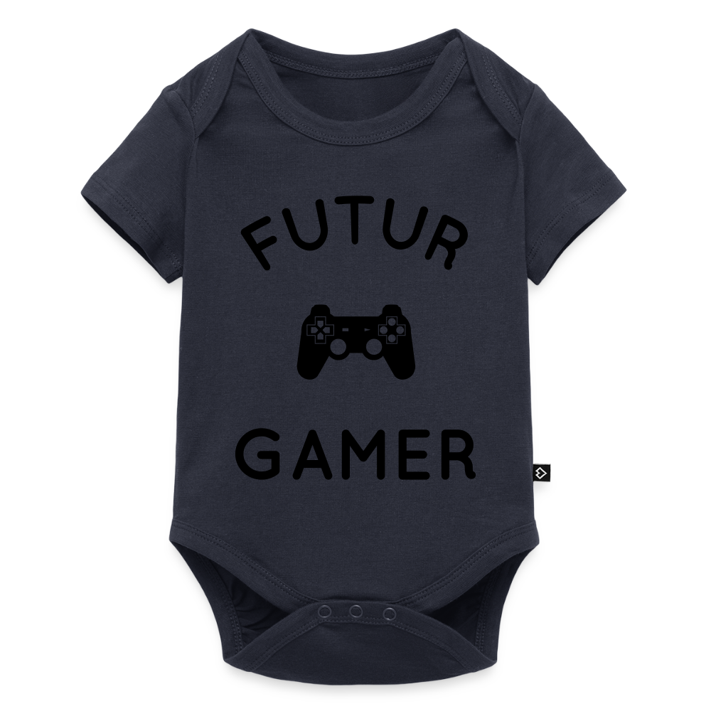 Body Bébé bio manches courtes - Futur gamer - bleu marine