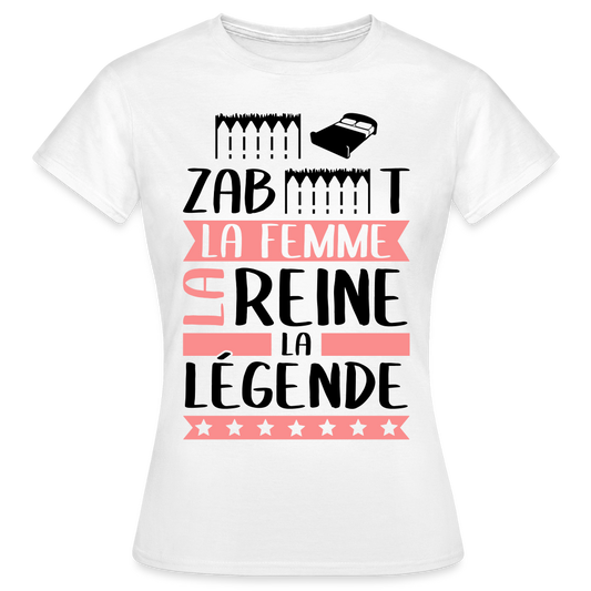 T-shirt femme coloris clair Elisabeth rébus – La femme, la reine, la légende - blanc