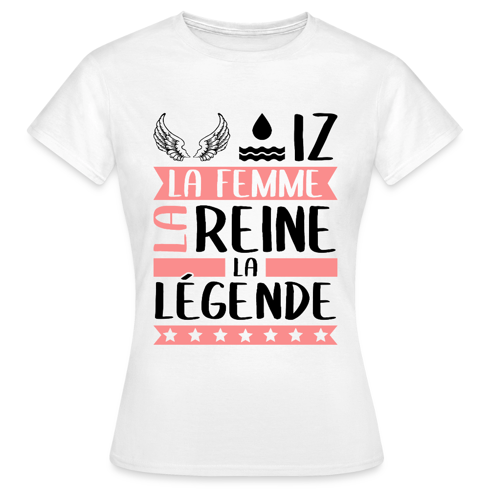 T-shirt femme coloris clair Héloïse rébus – La femme, la reine, la légende - blanc