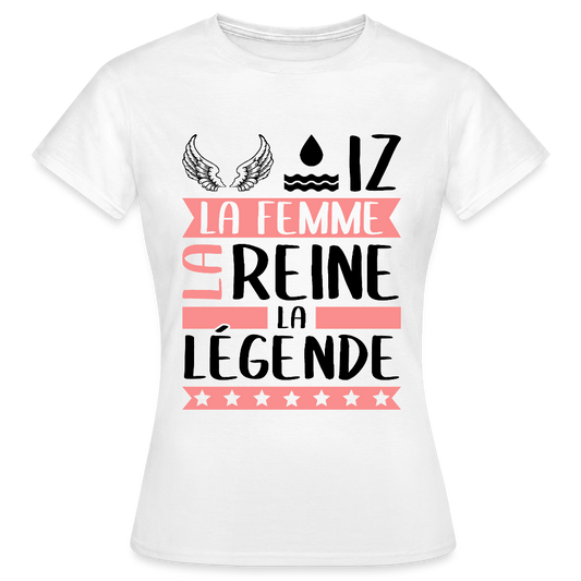 T-shirt femme coloris clair Héloïse rébus – La femme, la reine, la légende - blanc