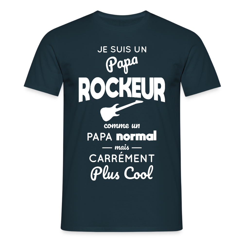 T-shirt Homme - Papa rockeur plus cool - marine