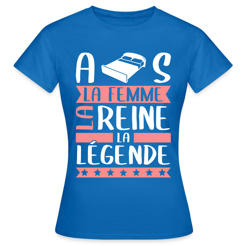 T-shirt femme Alice rébus – La femme, la reine, la légende - bleu royal