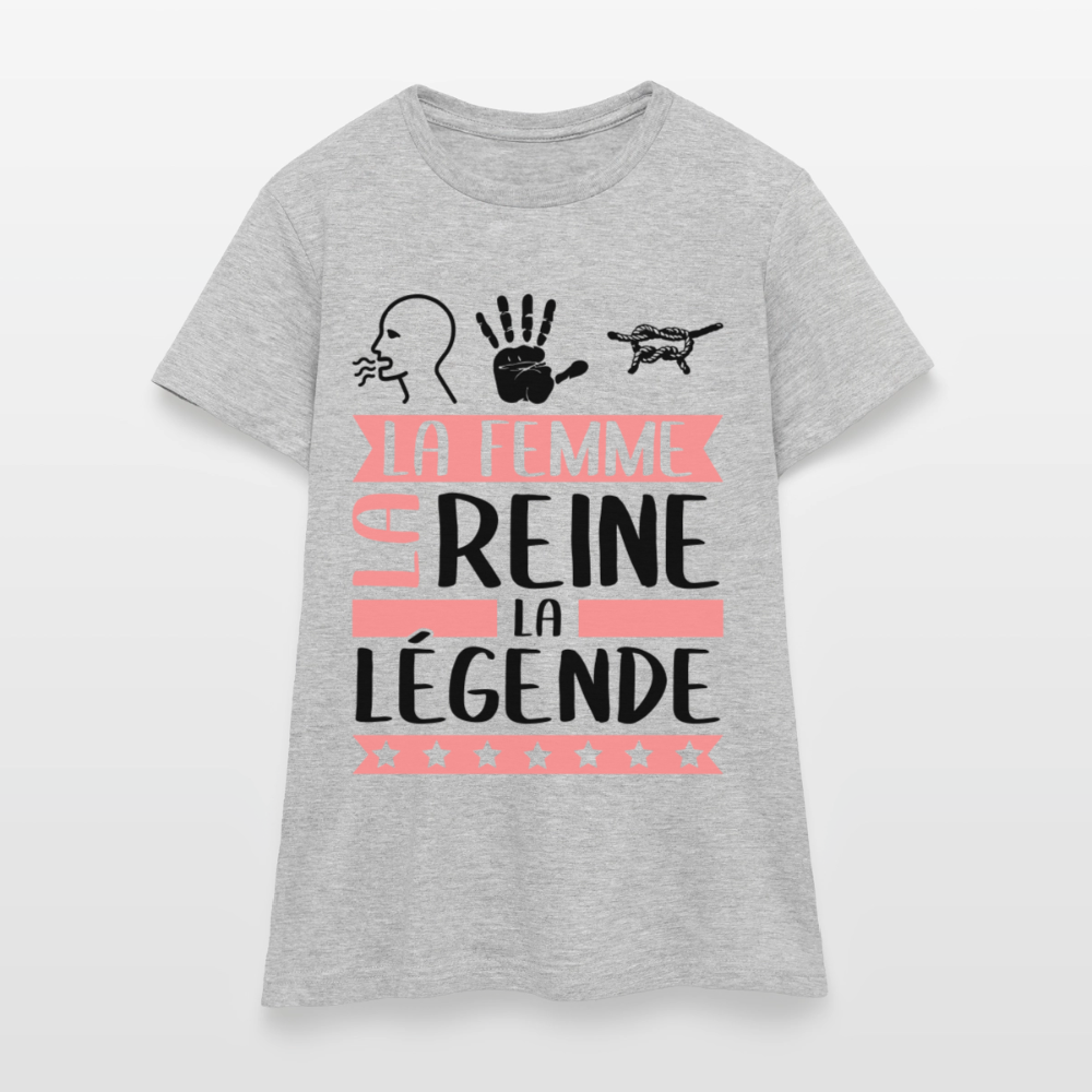 T-shirt femme coloris clair Romaine rébus – La femme, la reine, la légende - gris chiné