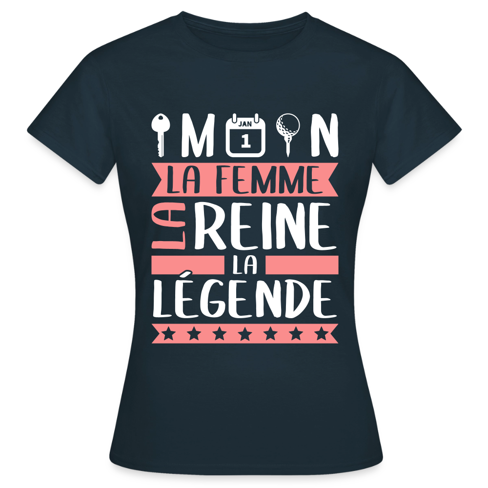 T-shirt femme Clémentine rébus – La femme, la reine, la légende - marine