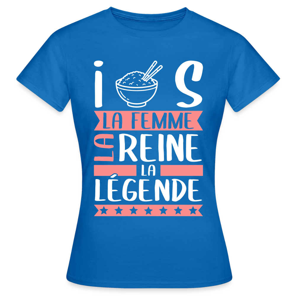 T-shirt femme Iris rébus – La femme, la reine, la légende - bleu royal
