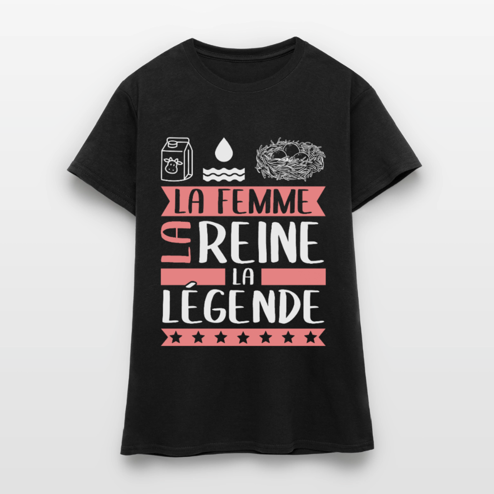 T-shirt femme Léonie rébus – La femme, la reine, la légende - noir