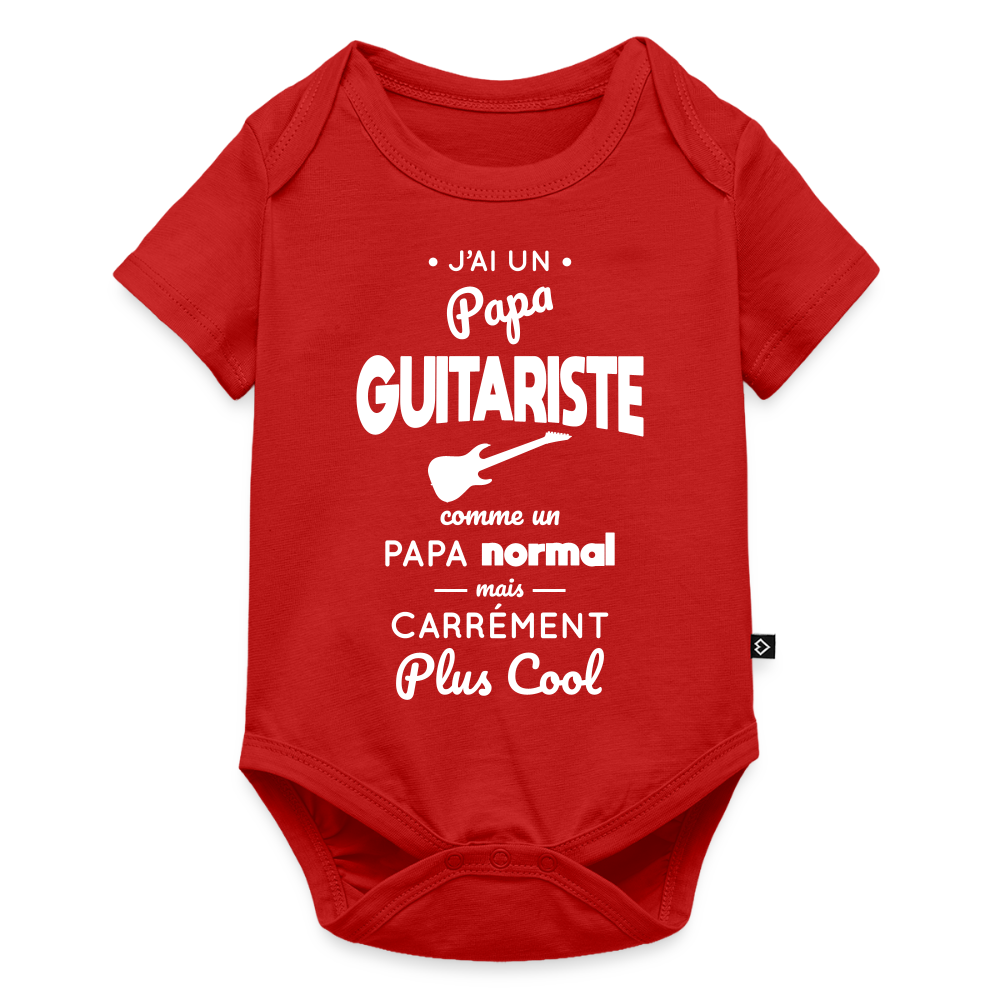 Body Bébé bio manches courtes - J'ai un papa guitariste - rouge