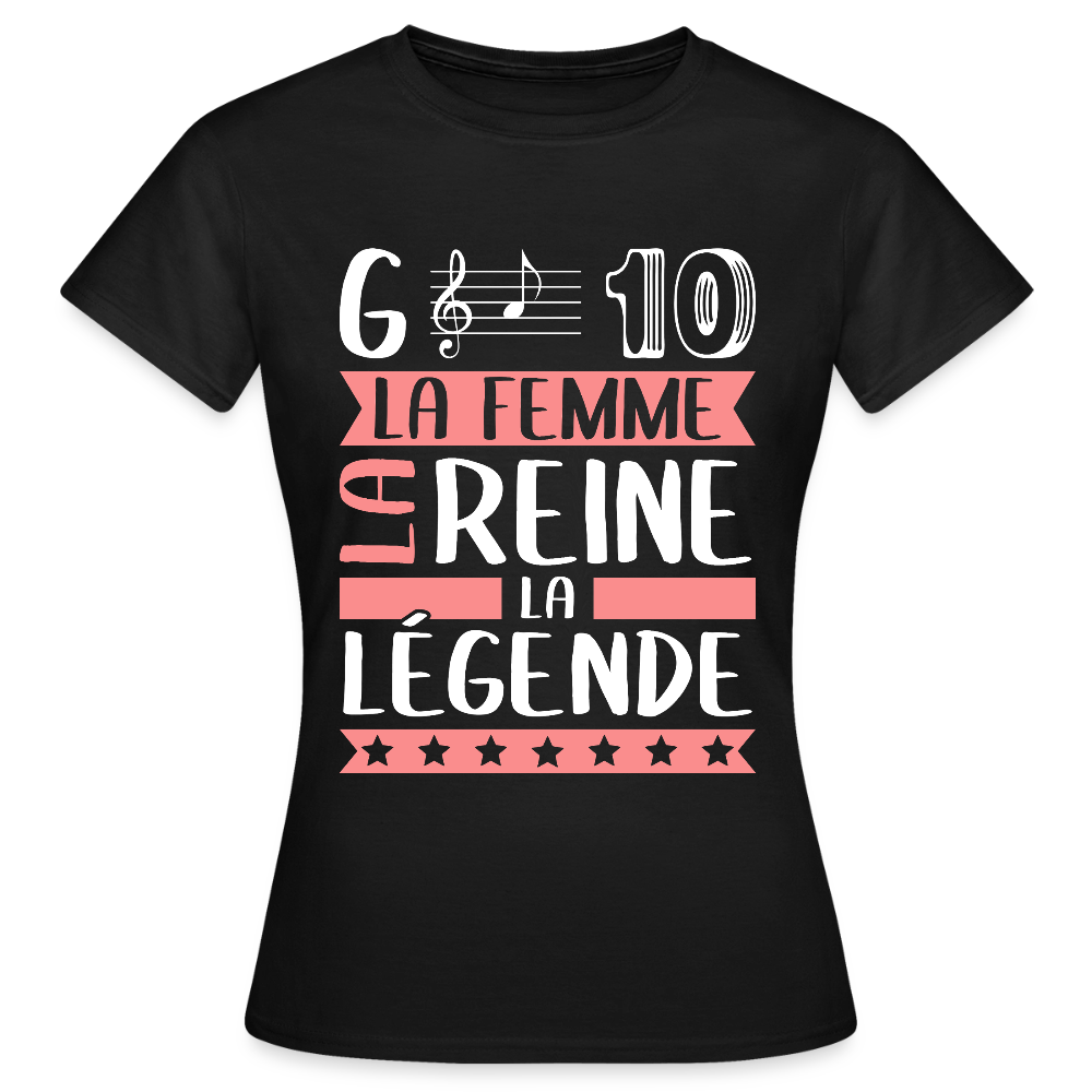 T-shirt femme Gladys rébus – La femme, la reine, la légende - noir