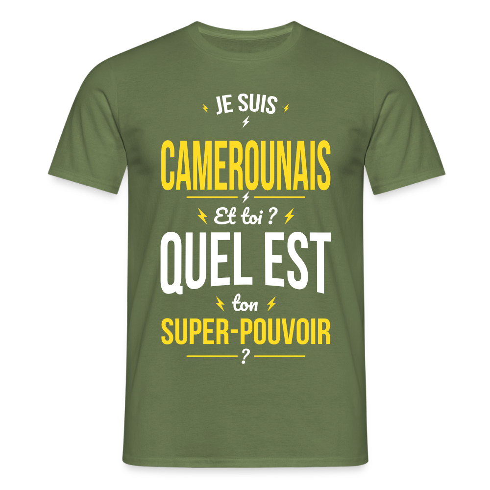 T-shirt Homme - Je suis Camerounais - Super-pouvoir - vert militaire
