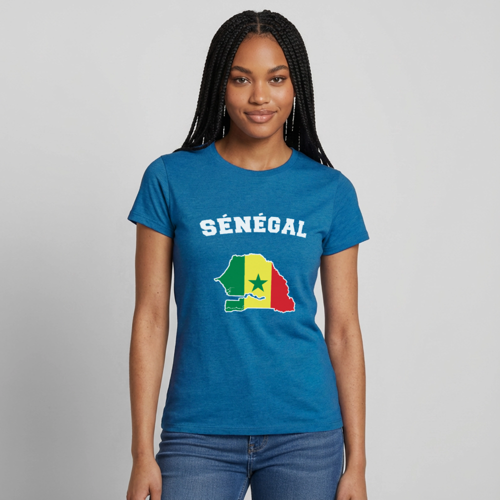 T-shirt Femme - Sénégal - bleu saphir antique chiné