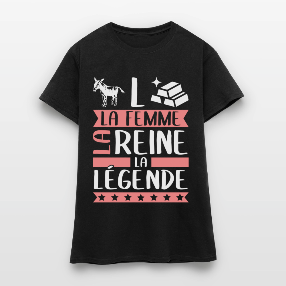 T-shirt femme Anne-Laure rébus – La femme, la reine, la légende - noir