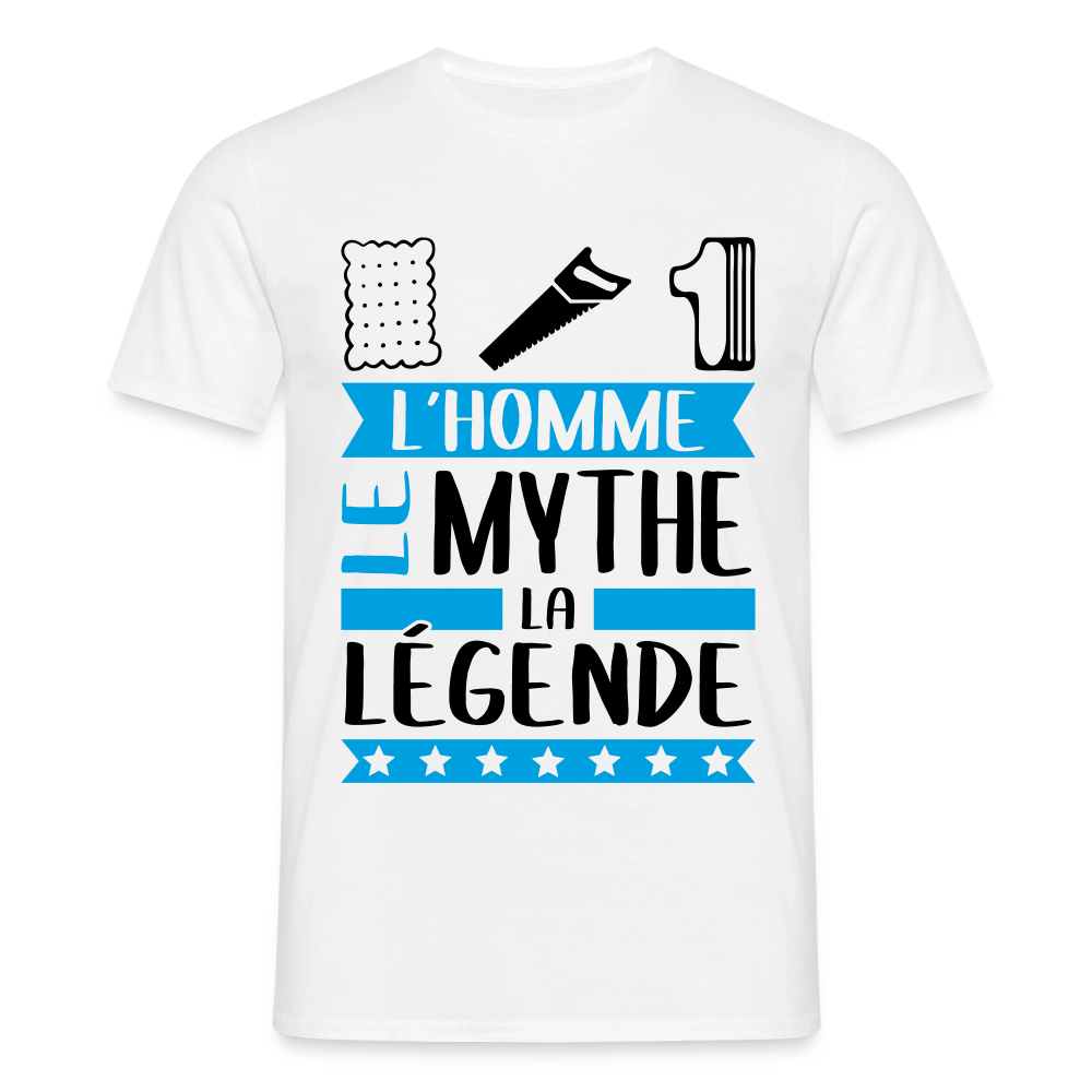 T-shirt homme coloris clair Lucien en rébus – L’homme, le mythe, la légende - blanc