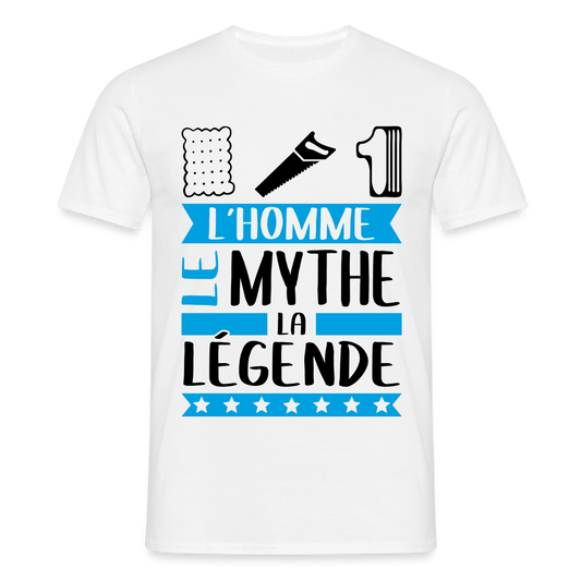 T-shirt homme coloris clair Lucien en rébus – L’homme, le mythe, la légende - blanc