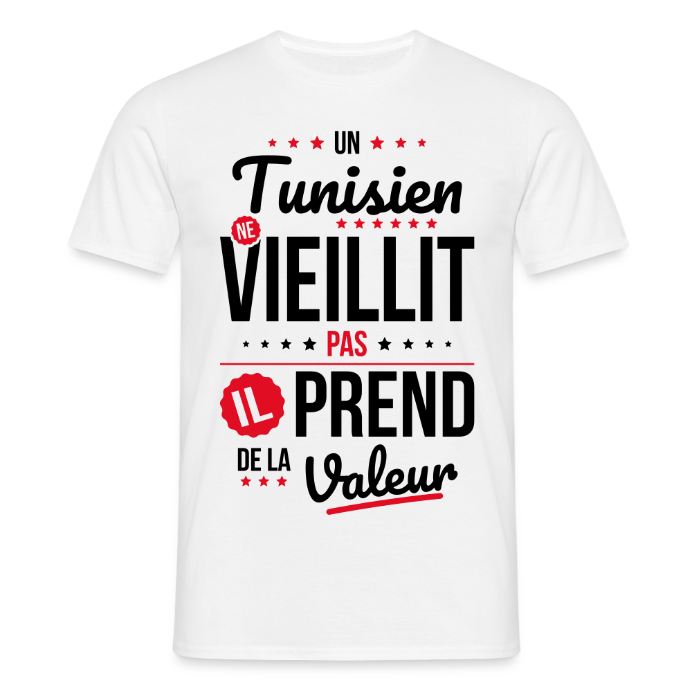 T-shirt Homme - Un Tunisien ne vieillit pas - blanc