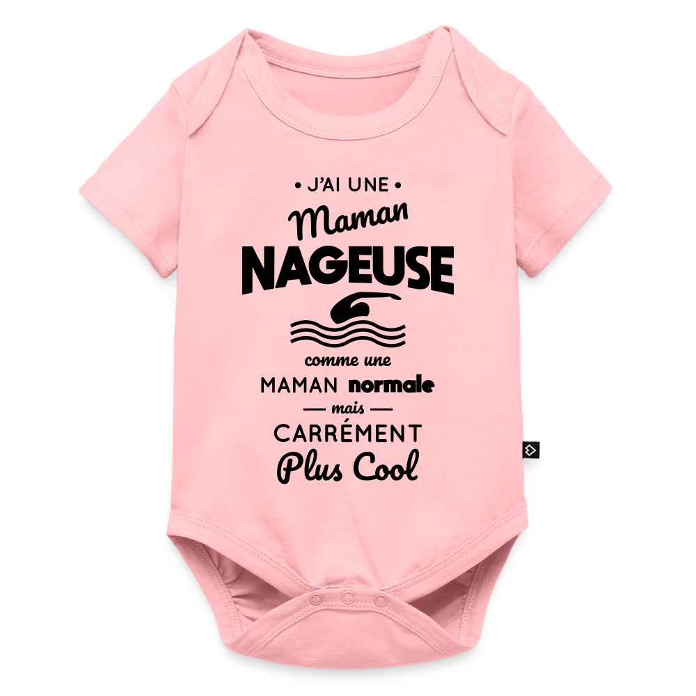 Body Bébé bio manches courtes - J'ai une maman nageuse - rose