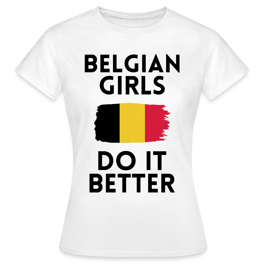 T-shirt femme coloris clair - Belgian Girls Do It Better - blanc