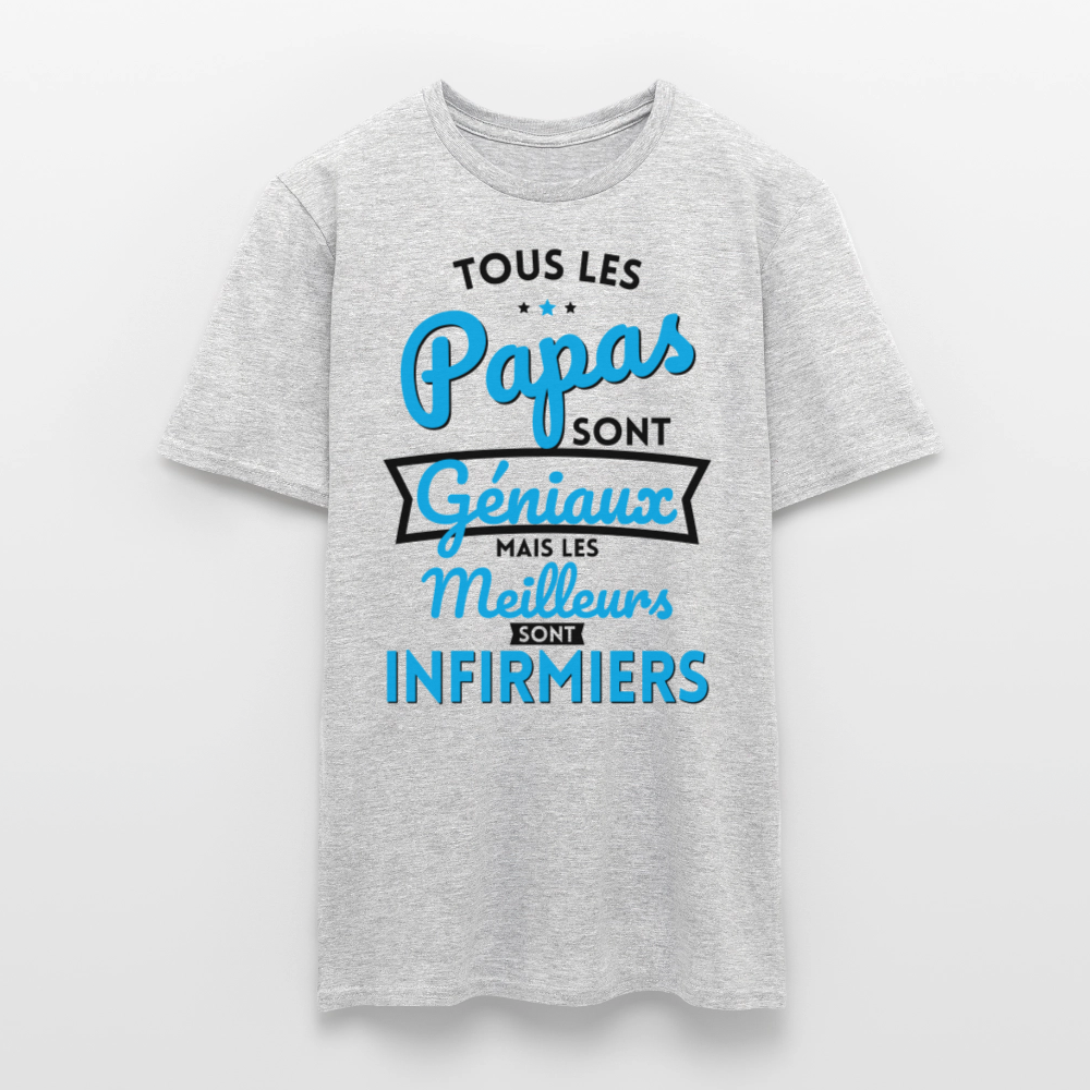 T-shirt Homme - Papas  géniaux - Les meilleurs sont infirmiers - gris chiné