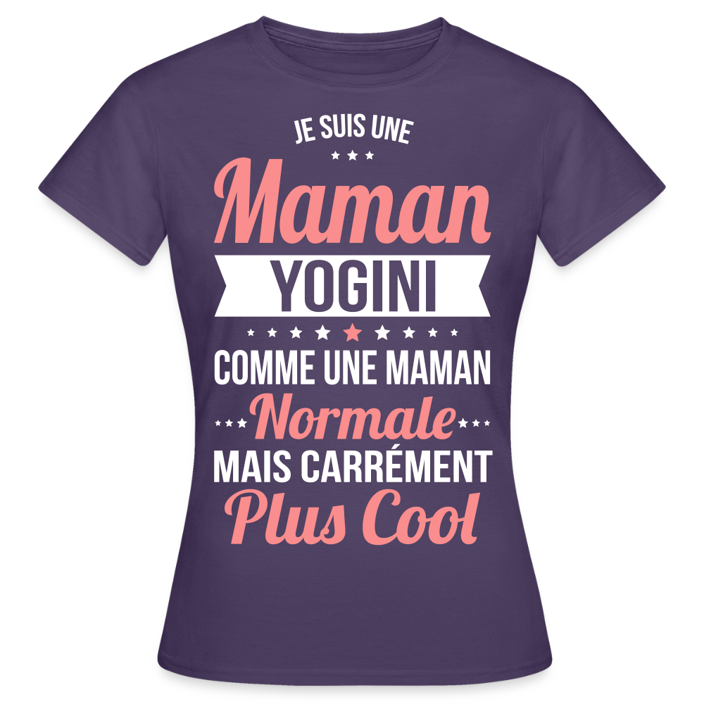 T-shirt Femme - Maman yogini plus cool - violet foncé