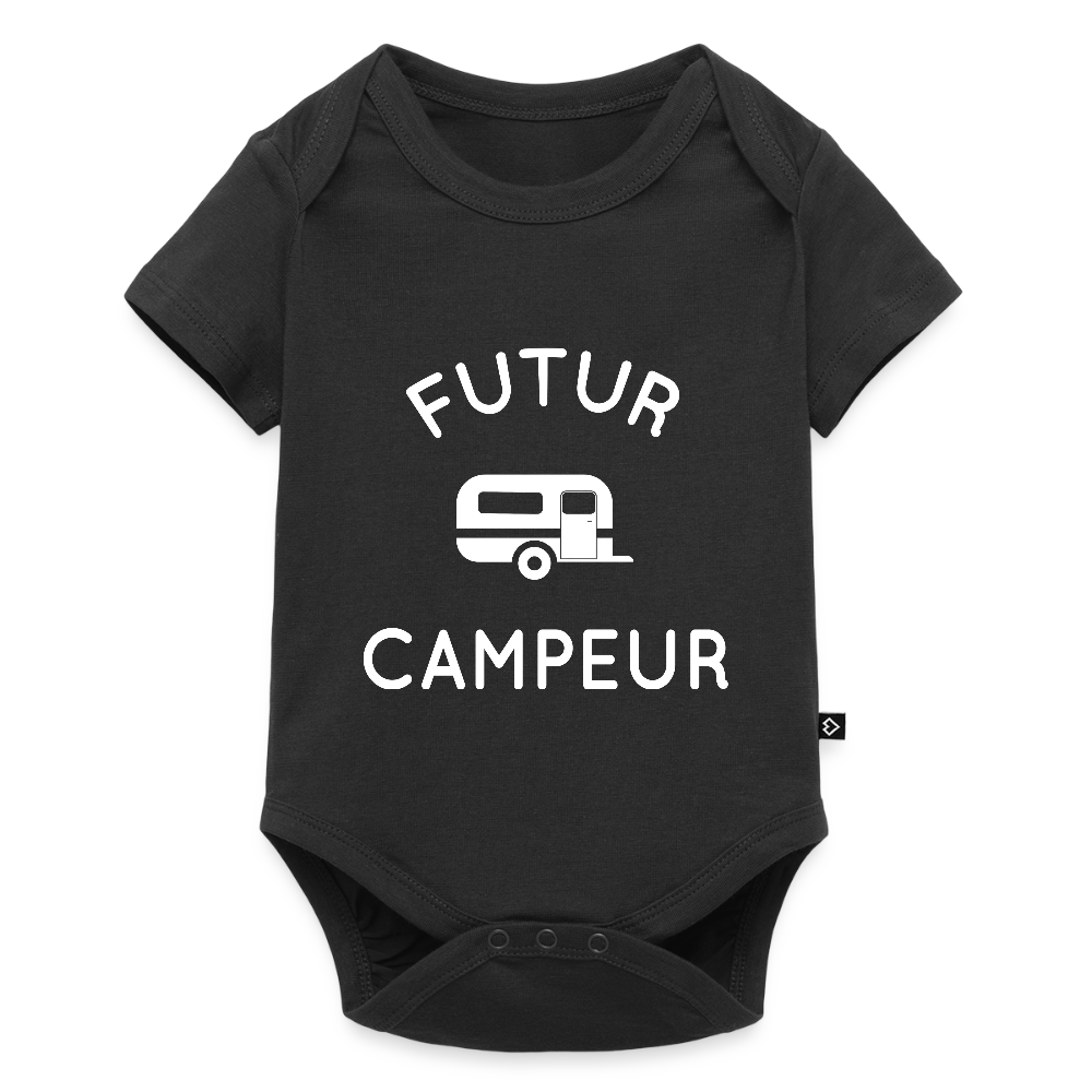 Body Bébé bio manches courtes - Futur campeur - noir