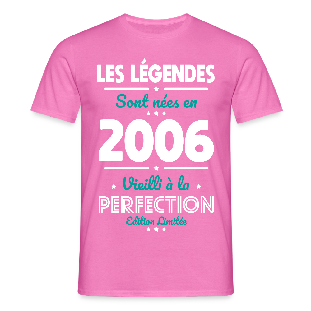 T-shirt Homme - Anniversaire 19 Ans - Les Légendes sont nées en 2006 - rose