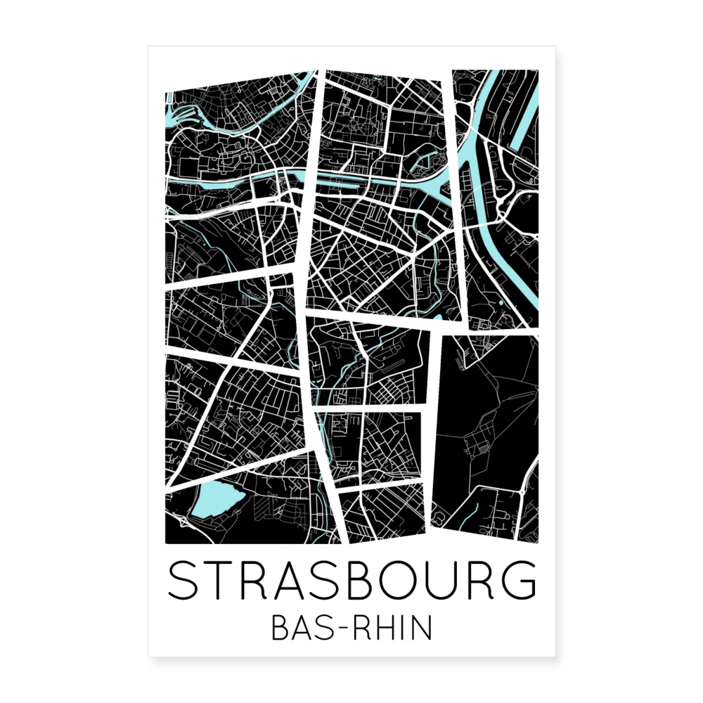Poster Strasbourg - Plan Strasbourg - 60 x 90 cm - blanc