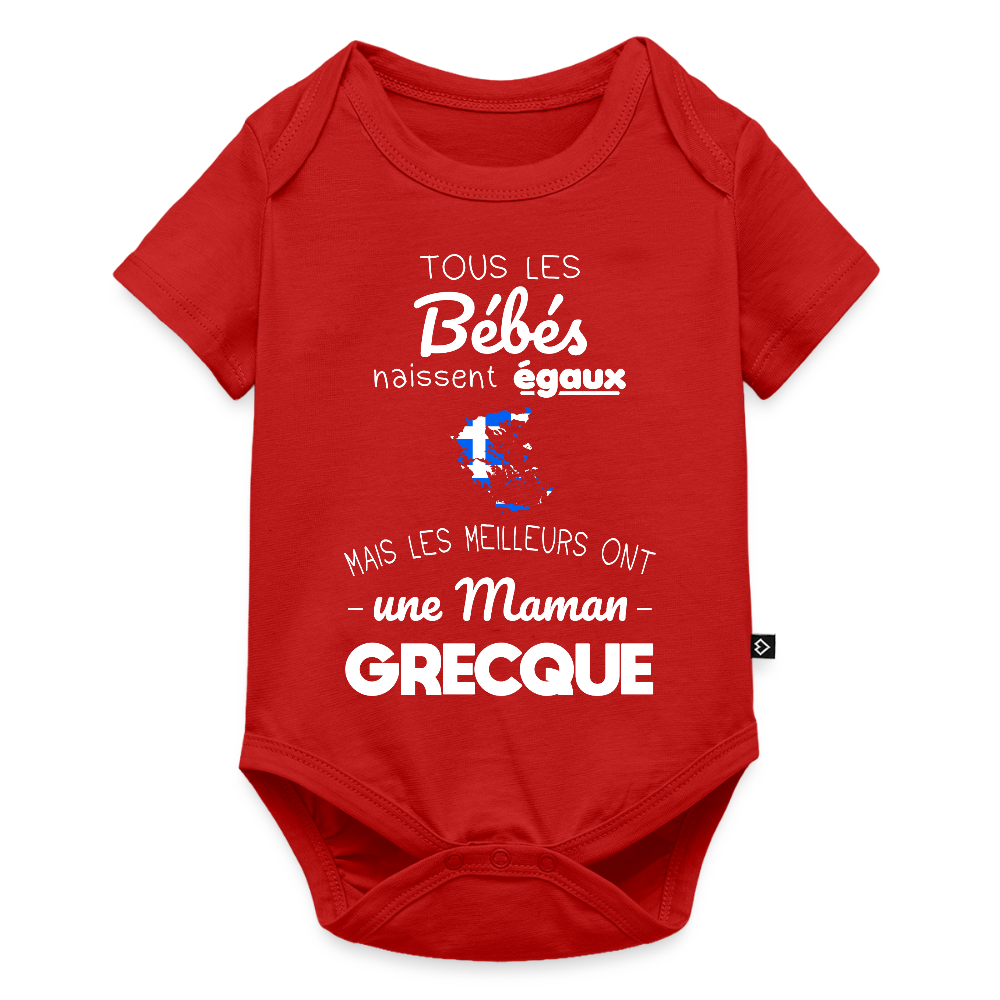 Body Bébé bio manches courtes - Les Meilleurs Ont Une Maman Grecque - rouge