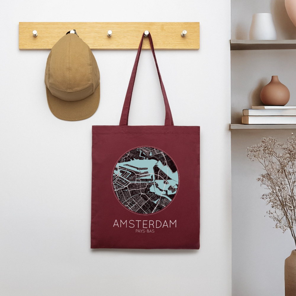 Tote Bag Amsterdam Bio – Plan d’Amsterdam - bordeaux